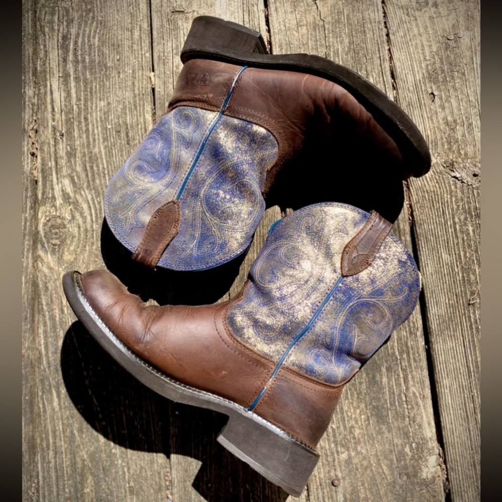 Ariat Fat Baby 11B Midnight Galaxy Sparkle Gold Leaf Shaft Western Cowboy Boot